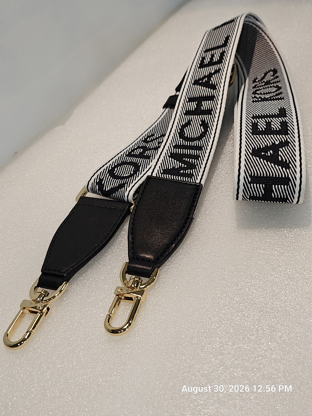 Black & White Michael Kors Purse Strap with Gold Hardware